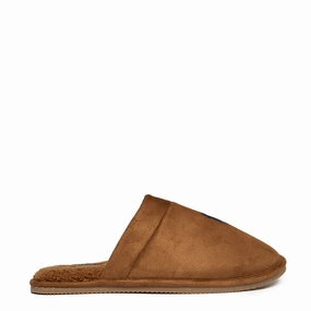 Shock Absorbing Footwear Polo Ralph Lauren Klarence Micro Suede Scuff Slipper Brown / Navy