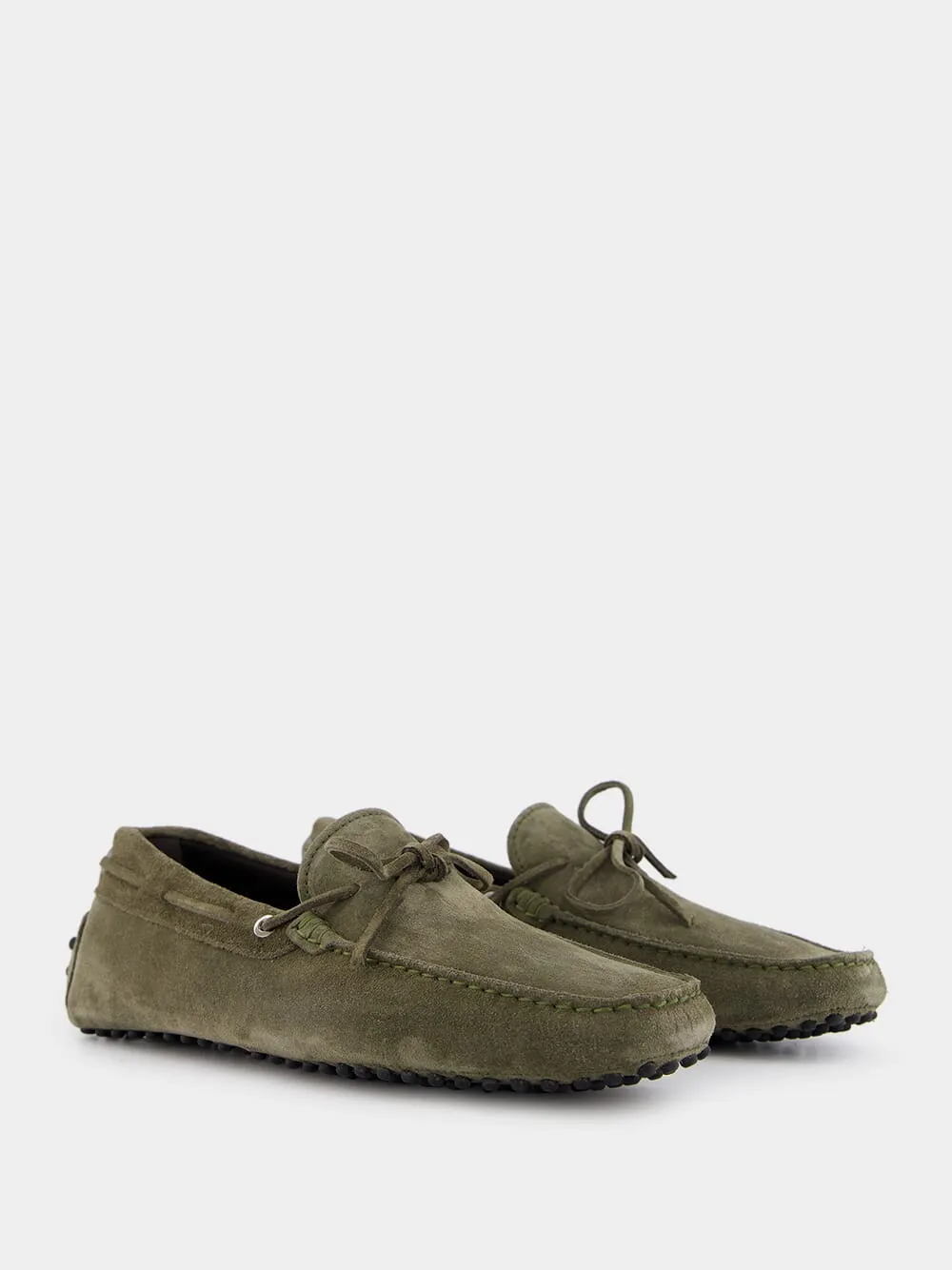 Olive Suede Loafers Adrian Quad Platform Loafers
