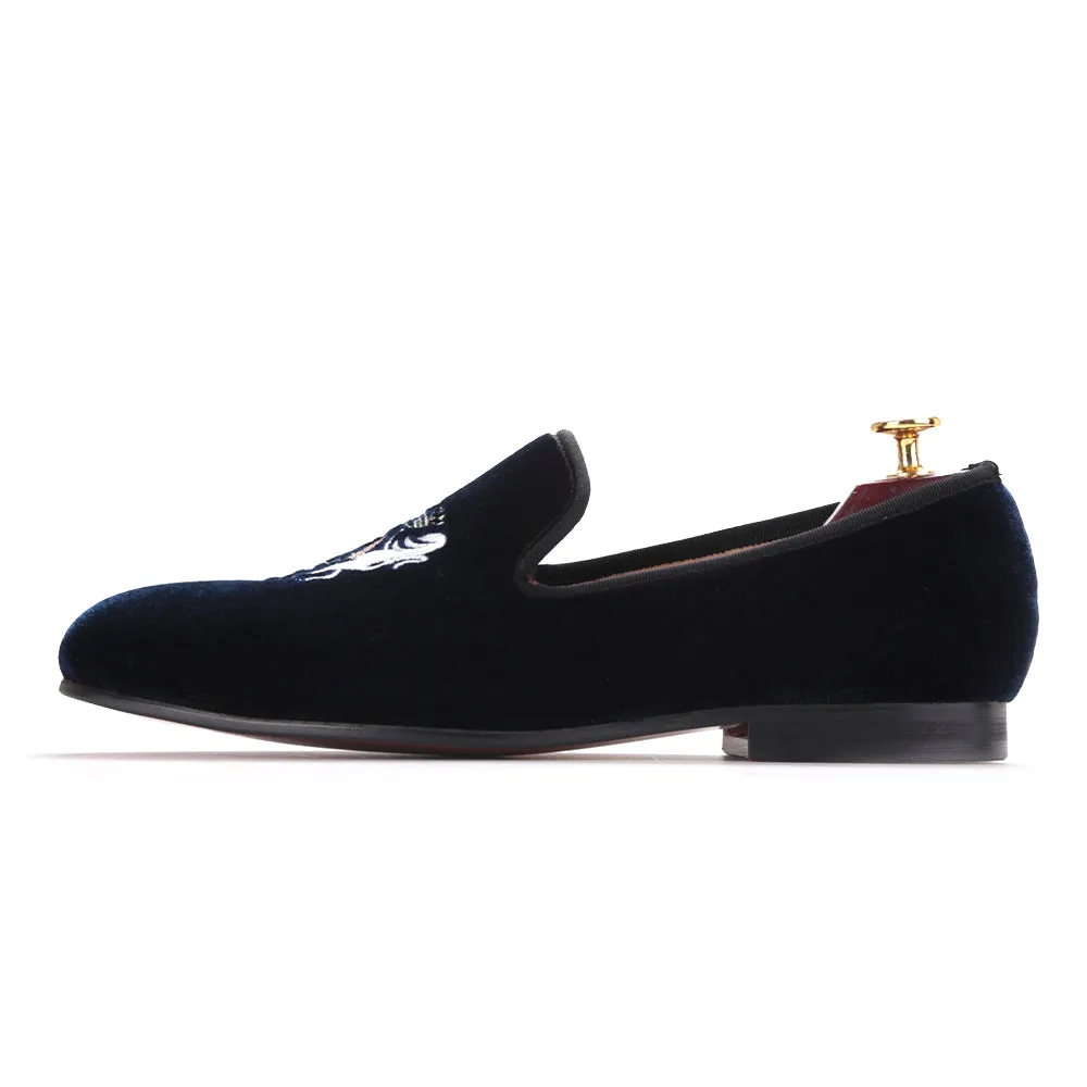OneDrop Handmade Embroidery Men Velvet Dress Shoes Wedding Party Prom Loafers North Face Loafers