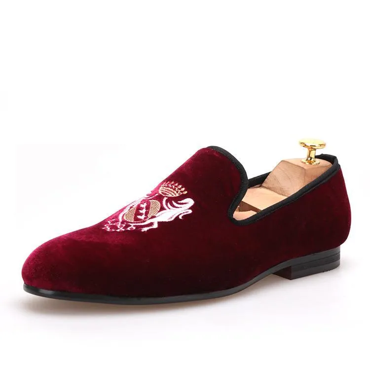 Loafers Size 5 OneDrop Handmade Embroidery Men Velvet Dress Shoes Wedding Party Prom Loafers