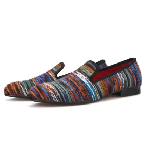 Horsebit Accent Loafers OneDrop Handmade Men Dress Shoes Cotton Fabric Retro Wedding Party Prom Loafers