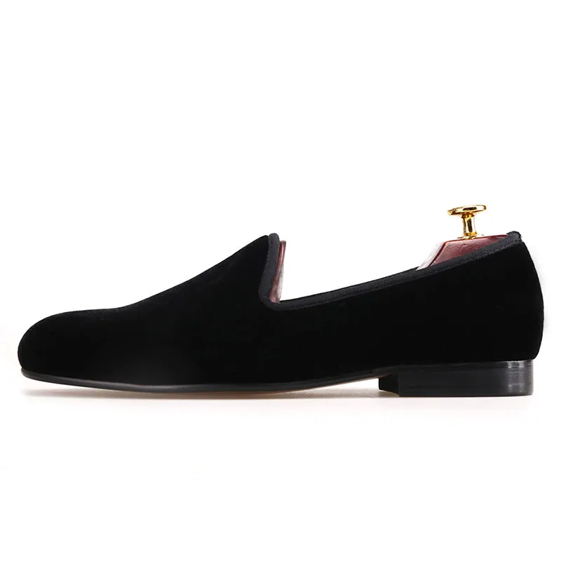 White Chunky Loafers OneDrop Handmade Men Dress Shoes Velvet Wedding Party Prom Loafer