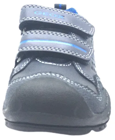 Geox Boy's Savage Navy Royal Blue Leather Double Hook and Loop Sporty Sole Low Top Sneaker Asics Gable Wrestling Shoes