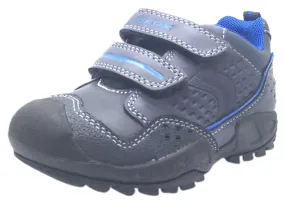 Wrestling Shoes Asics Jb Elite Geox Boy's Savage Navy Royal Blue Leather Double Hook and Loop Sporty Sole Low Top Sneaker