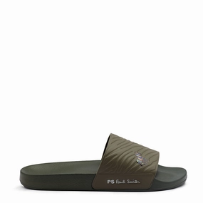 Easy on off Closed Toe Design Paul Smith Nyro Zebra Logo Slides Khaki