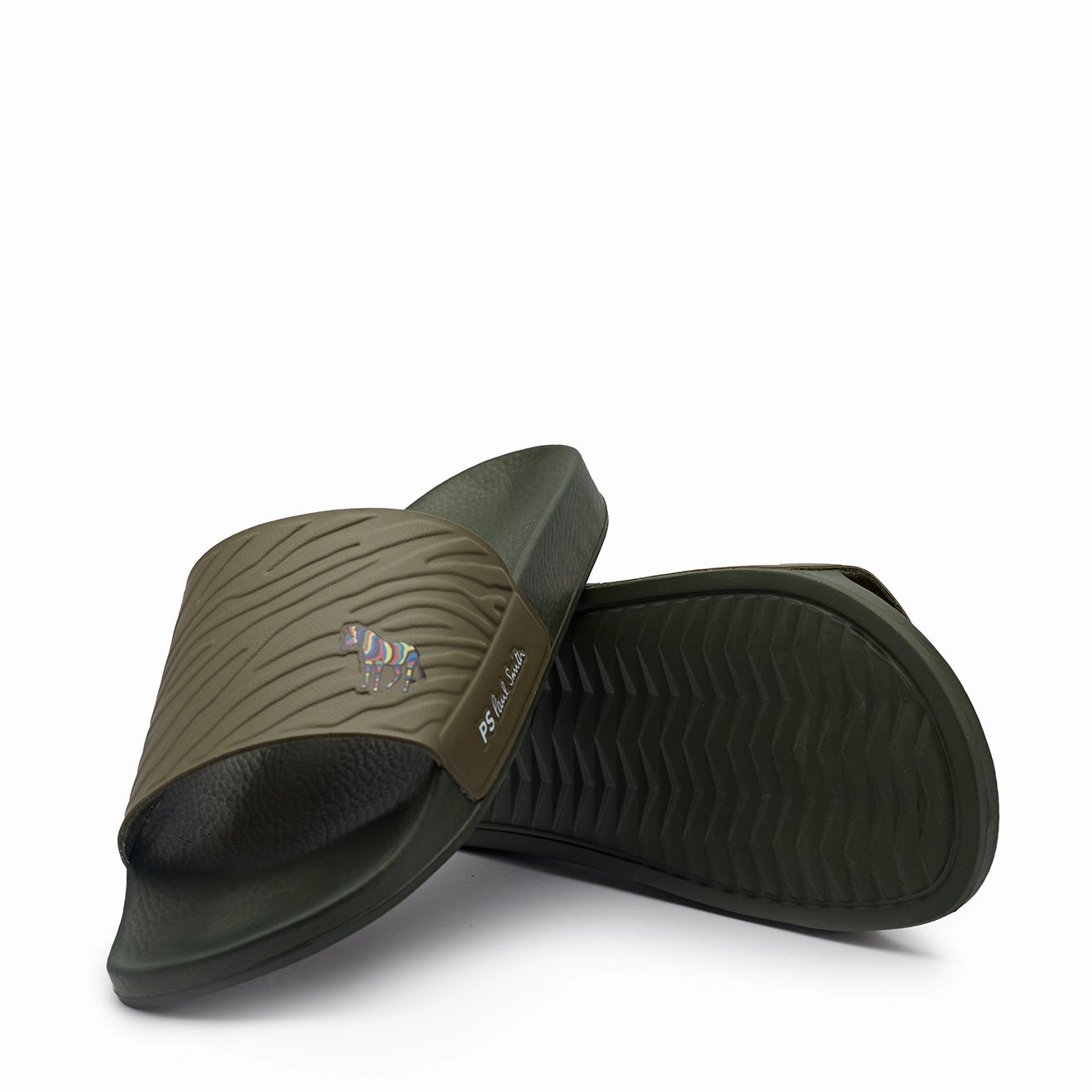 Paul Smith Nyro Zebra Logo Slides Khaki padded sole