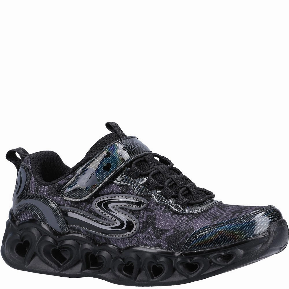 Solid design Long Lasting Skechers Heart Lights Graphic Gore & Strap Lighted Heart Midsole Trainer