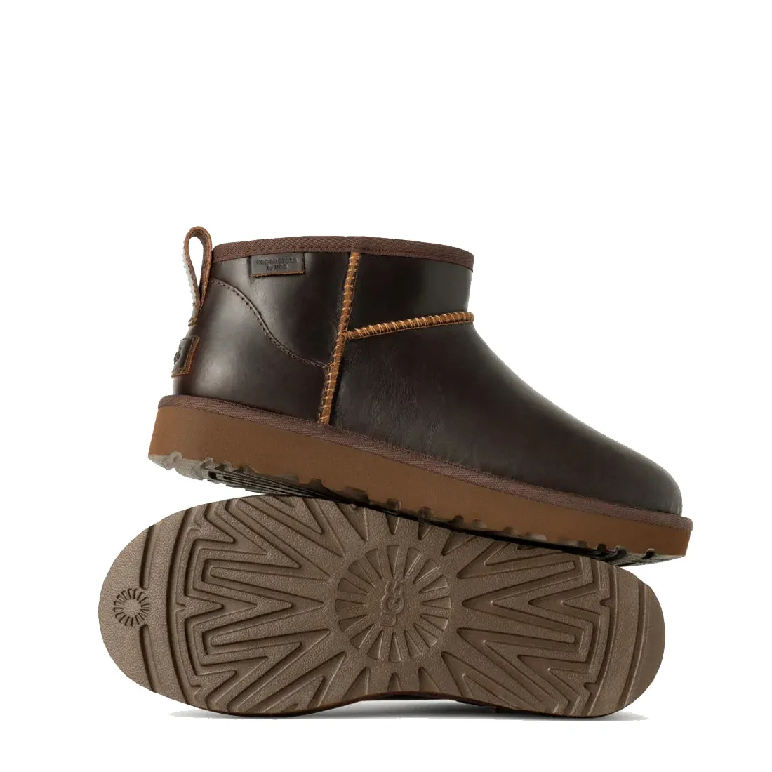 Comfortable backstay Silent Step UGG Womens Classic Ultra Mini Leather Regen Boot Ironwood