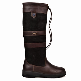 with leather uppers Dubarry Womens Galway Slimfit Knee Boot Black/Brown