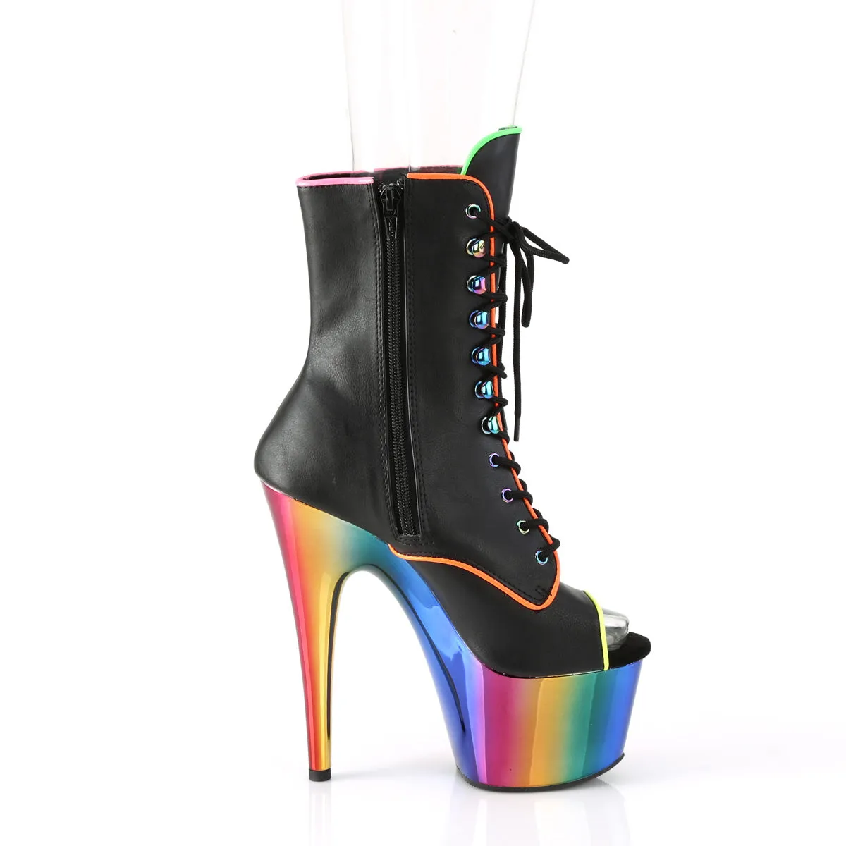 7 Inch Heel ADORE-1021RC-02 Black Pu Rainbow Chrome Fireproof Work Boots