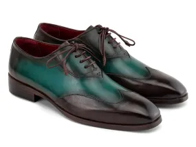 Paul Parkman Brown & Green Patina Leather Wingtip Oxford Shoes (ID#AL3257SJ) Dress Shoes Open Toed