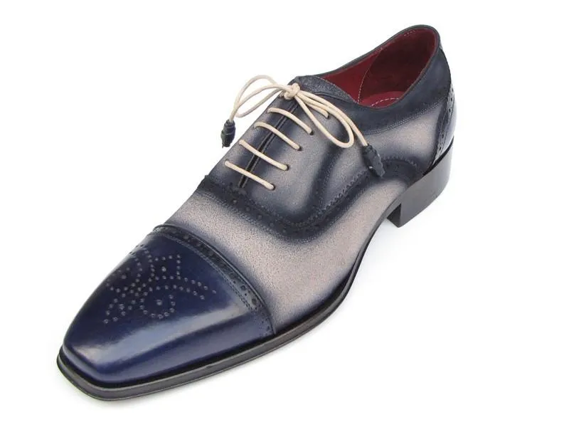 Shoes For Navy Dress Paul Parkman Captoe Oxfords Navy Beige - 024-BLS