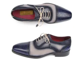 Types Of Dress Shoes Paul Parkman Captoe Oxfords Navy Beige - 024-BLS