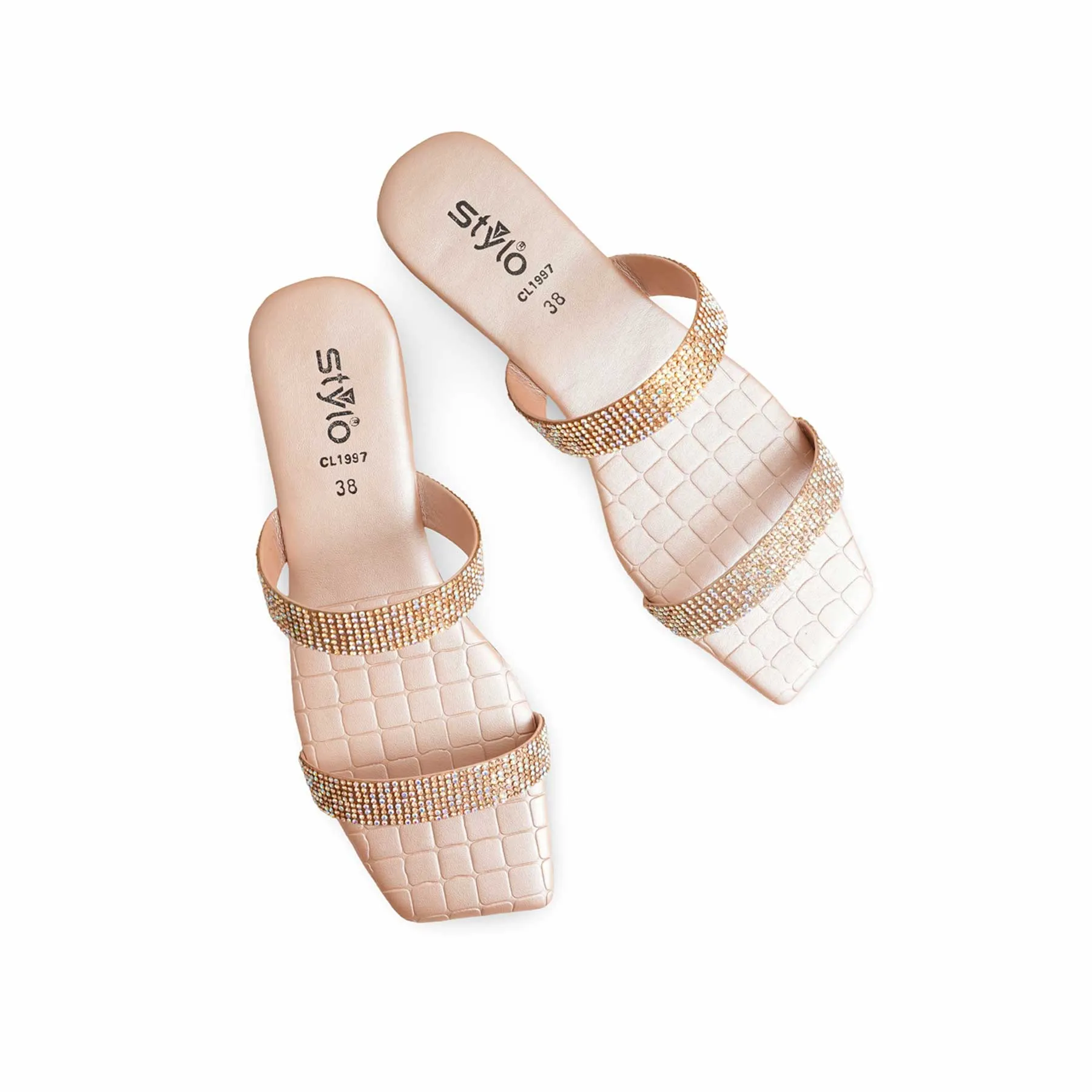 Peach Casual Slippers For Ladies CL1997 Satin Ballet Slippers