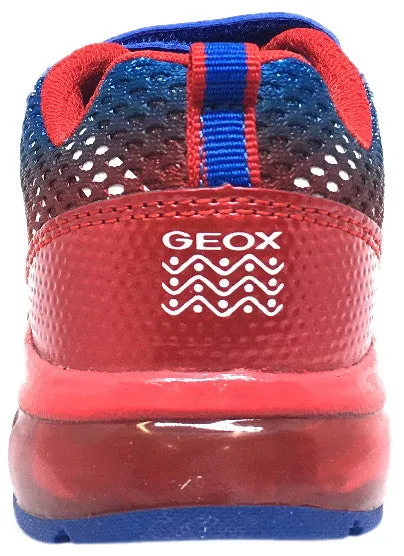 Asics Shoe Sizes Width Geox Respira Boy's Android Royal Blue & Red Mesh Light Up Double Hook and Loop Sneaker