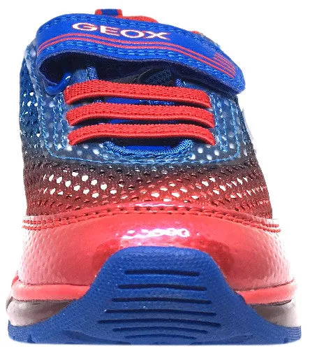 Asics Performance Running Shoes Geox Respira Boy's Android Royal Blue & Red Mesh Light Up Double Hook and Loop Sneaker