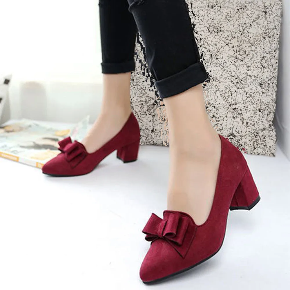 Women 's Shoes Suede Thick High Heels Fashion Casual Pointed Toe Shoes Women Shoes Heel Slippers Summer 2019 New # 7 Slippers In Public