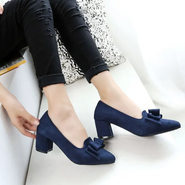 Cvs Slippers Women 's Shoes Suede Thick High Heels Fashion Casual Pointed Toe Shoes Women Shoes Heel Slippers Summer 2019 New # 7