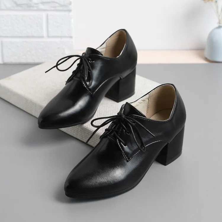 Women's Pu Leather Lace Up High Heel Shoes Leather And High Heels