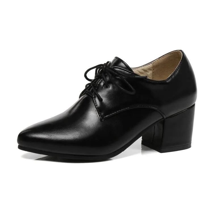 Black High Heel Boots Ankle Women's Pu Leather Lace Up High Heel Shoes