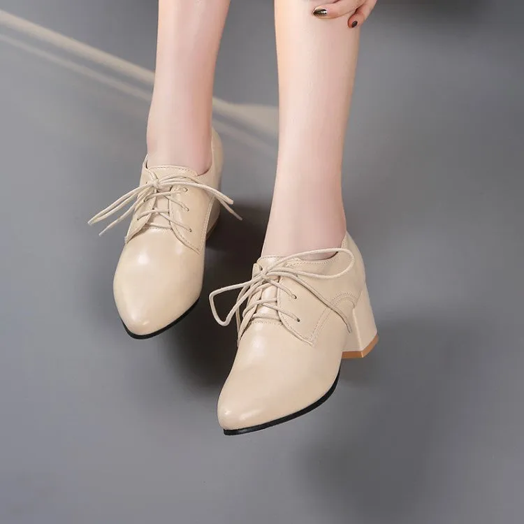 Women's Pu Leather Lace Up High Heel Shoes High Heels With Arch Support