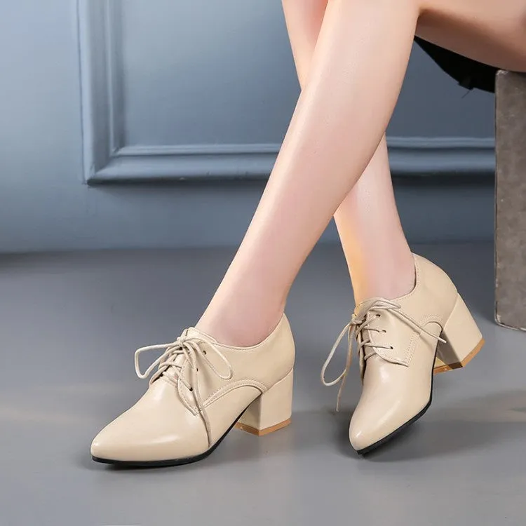 High Heel Platform Women's Pu Leather Lace Up High Heel Shoes