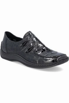 Rieker Ladies slip on shoe L1751 02 Black Croc Classic Lines Spring Style