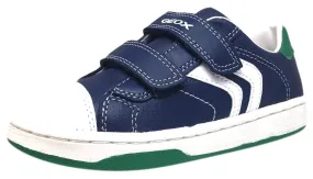 Geox Boy's Maltin Navy & Green Double Hook and Loop Strap Sneaker Shoe Lucy Charles Asics Shoes