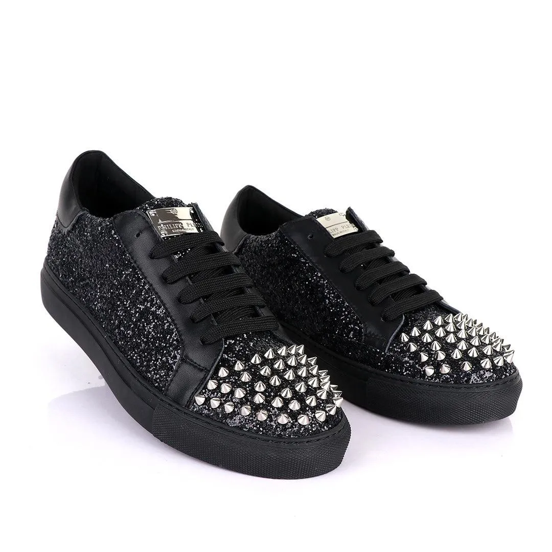 Philipp Plein Spikes and Studded Black Sneakers Asics Snapdown 4 Wrestling Shoes