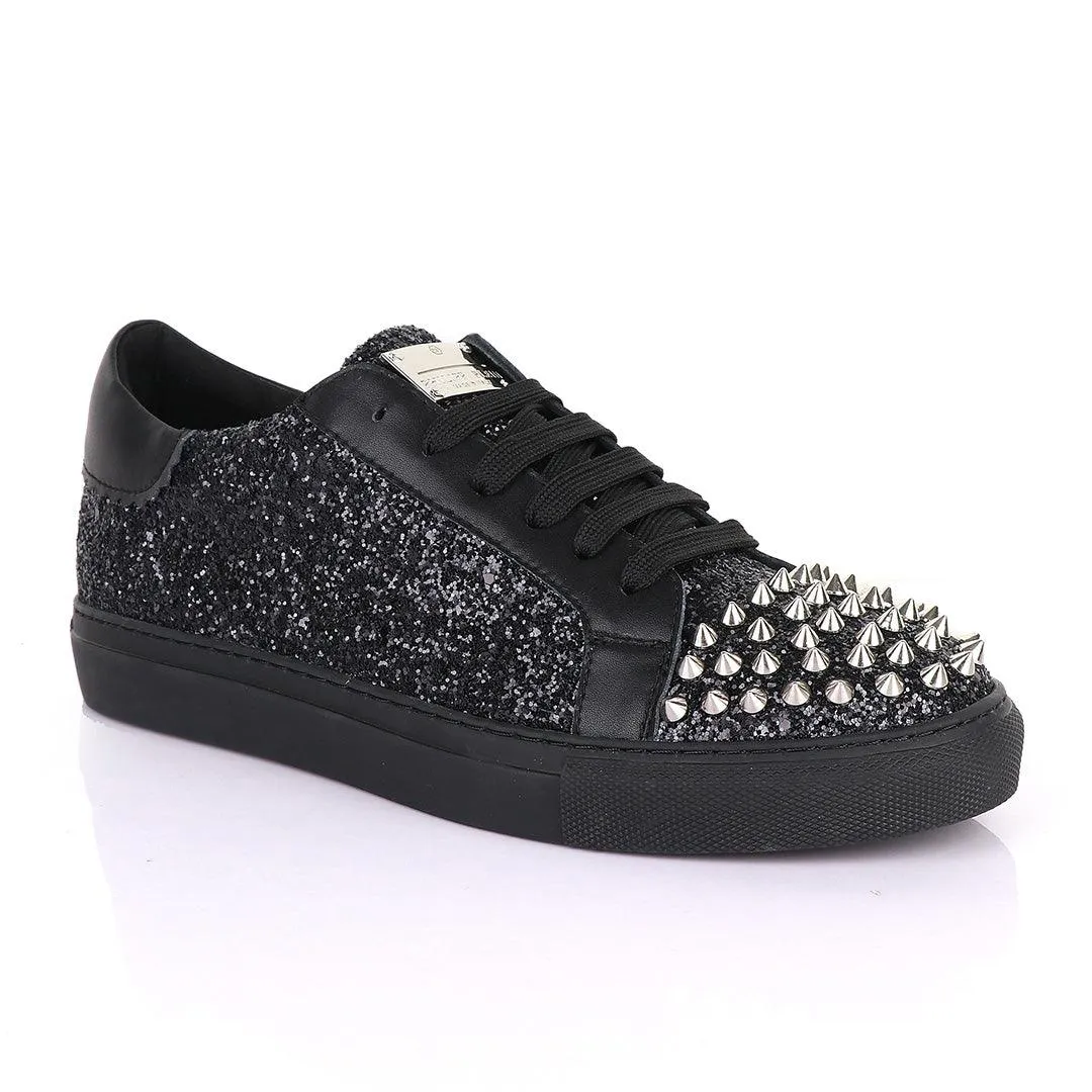 Philipp Plein Spikes and Studded Black Sneakers Asics Best Wrestling Shoes