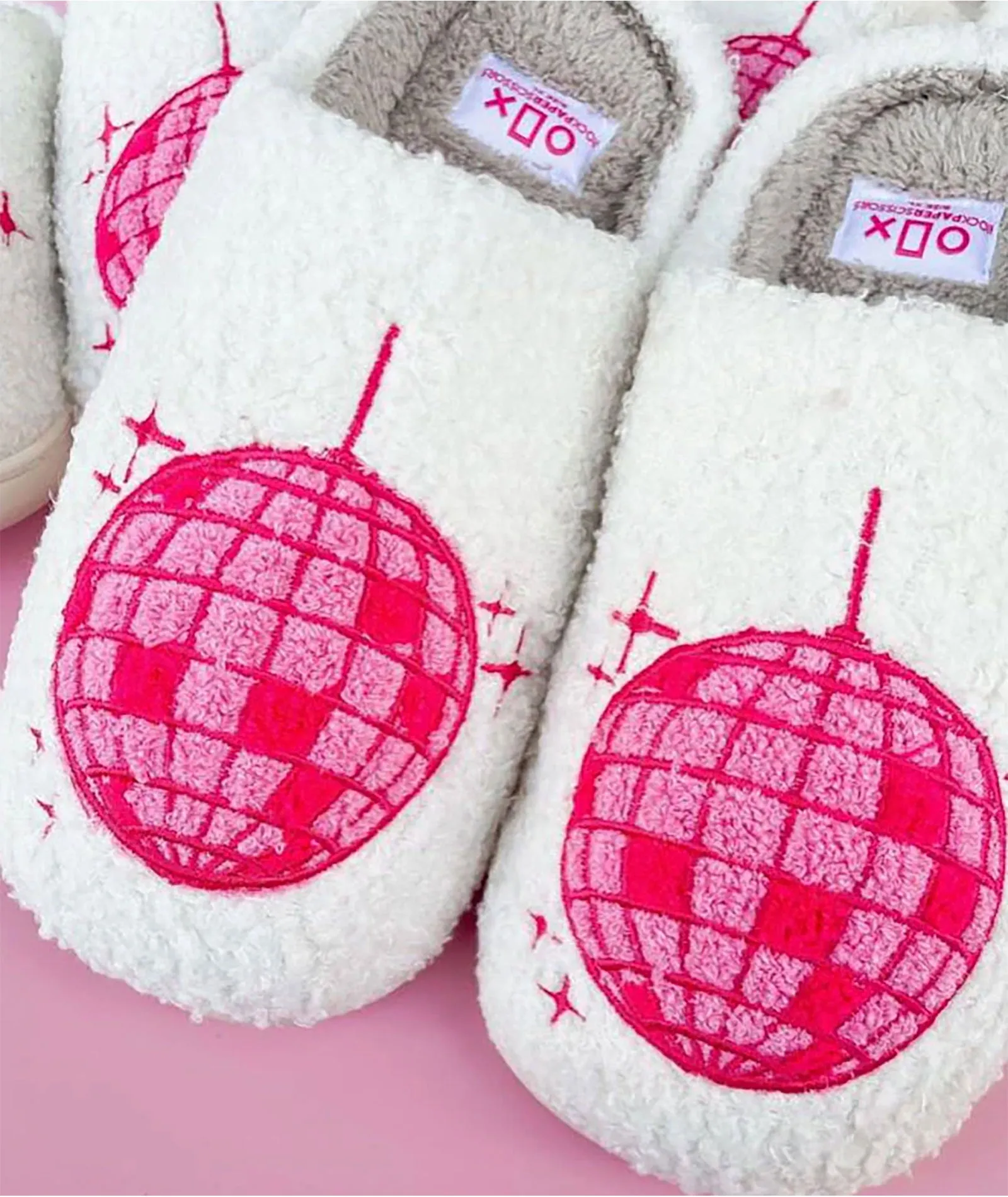 Lightweight Camp Slippers Pink Disco Ball Comfy Slippers