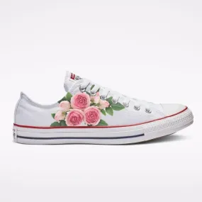 Pink Flower - Custom White Low Tops Asics Gel Assault Wrestling Shoes