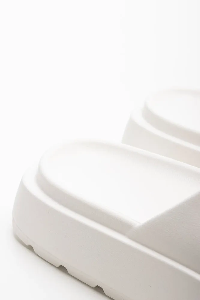 Platform Slide White Lane Spa Sandals