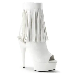 Lightest Work Boots Pleaser DELIGHT-1019 White Pu Open Toe Ankle Boots