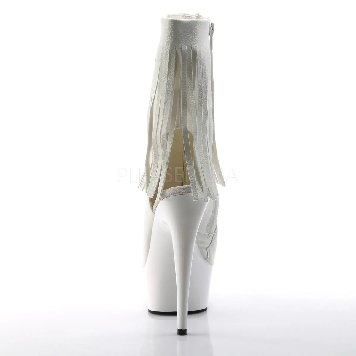 Best Work Boots For Builders Pleaser DELIGHT-1019 White Pu Open Toe Ankle Boots