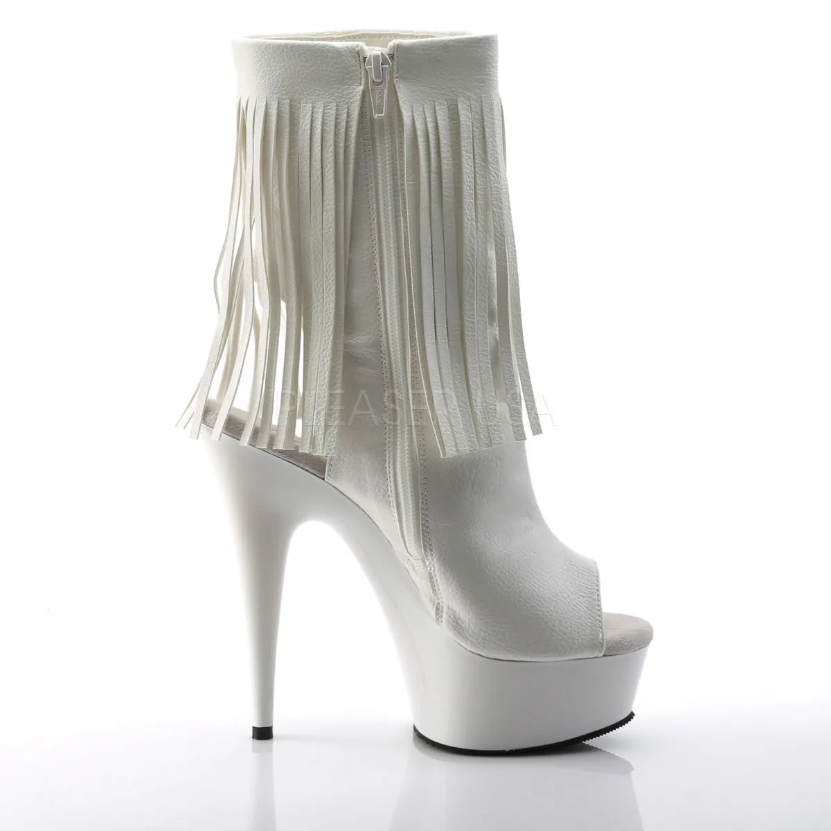 Pleaser DELIGHT-1019 White Pu Open Toe Ankle Boots Ansi Certified Work Boots