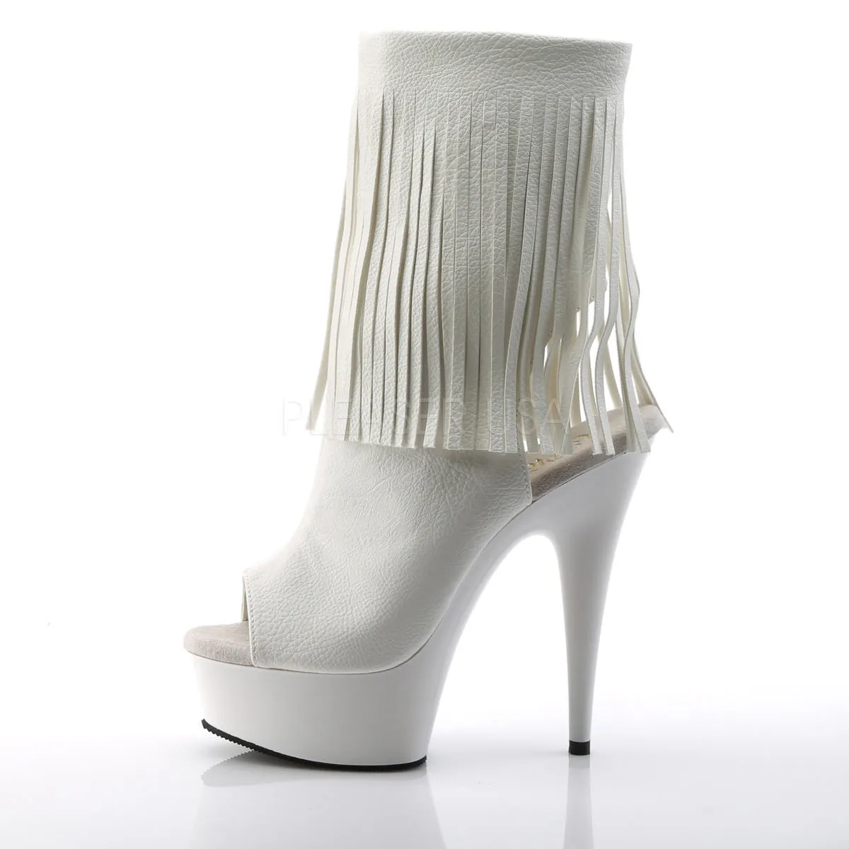 Pleaser DELIGHT-1019 White Pu Open Toe Ankle Boots Best Work Boots On Concrete