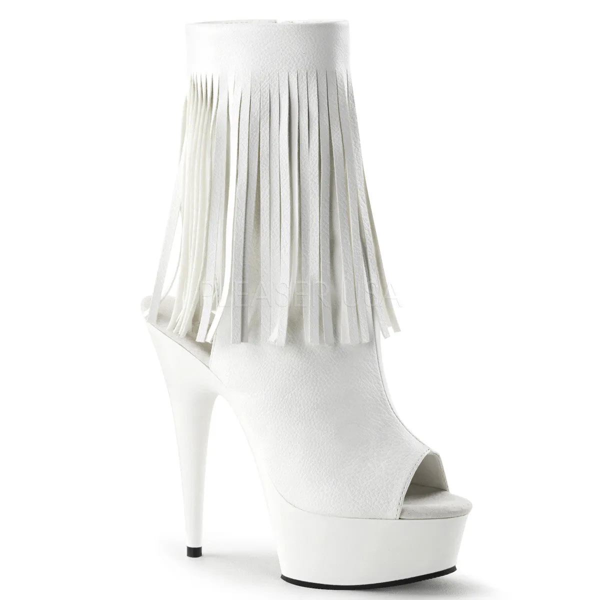 Pleaser DELIGHT-1019 White Pu Open Toe Ankle Boots Best Rated Waterproof Work Boots