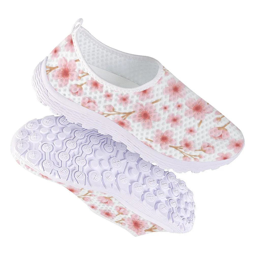 Asics Shoes High Arch Japanese Pink Flowers White Non-Slip Sneakers Lightweight