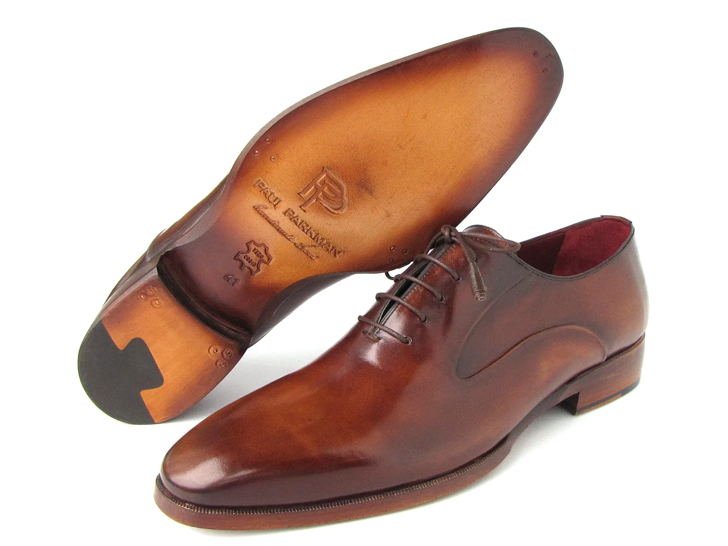 Paul Parkman Plain Toe Brown Calfskin Oxfords (ID#019-BRW) High Heel Dress Shoes