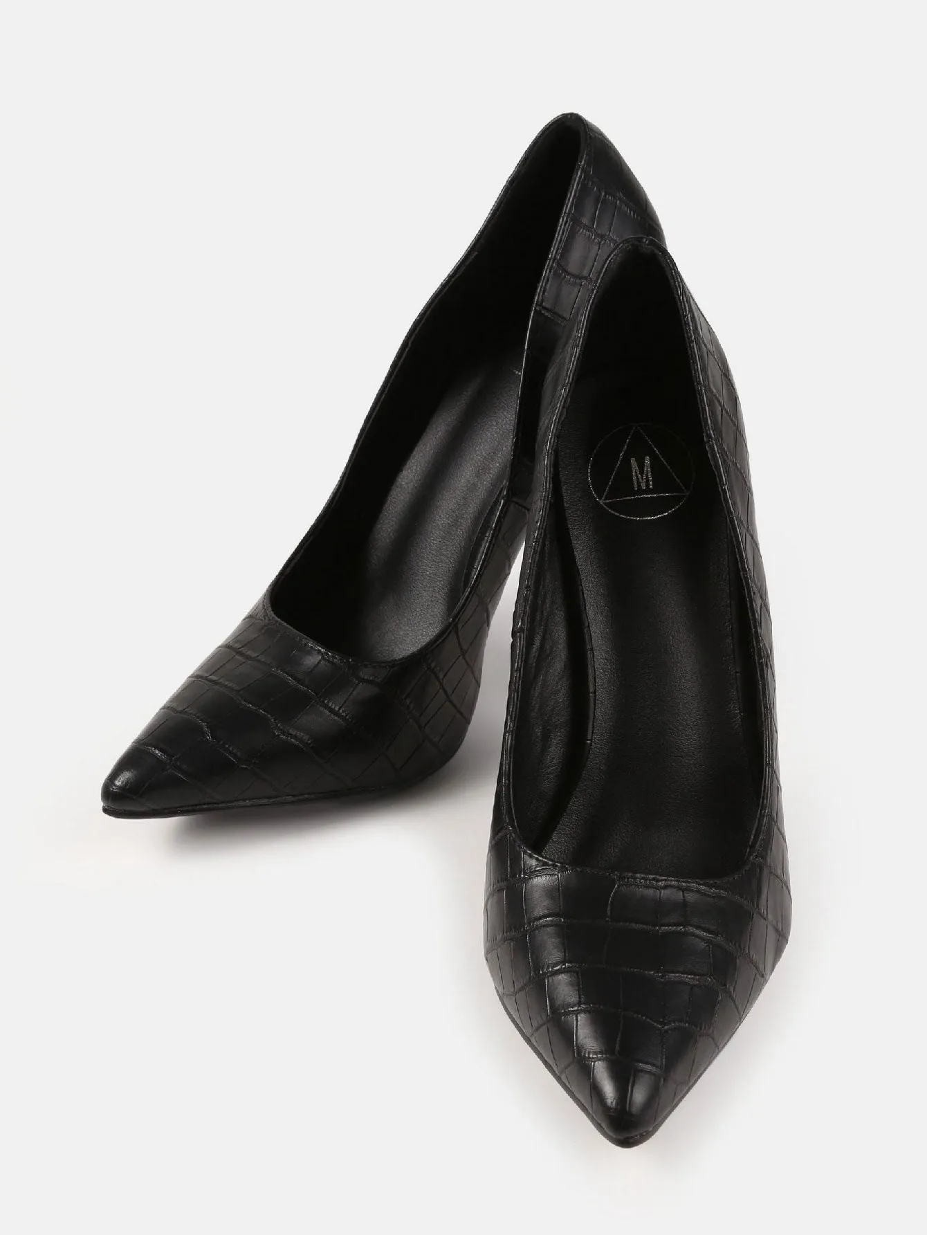 Faux Leather Croc Heeled Court Shoes Asics Dress Shoes