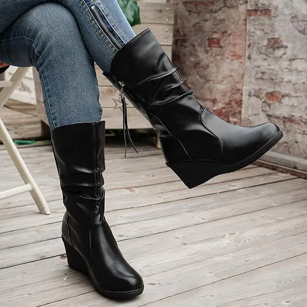 Adidas X Speedportal 3 Indoor Soccer Shoes Women's Side Zipper Rhinestone Pendant Pleated Wedge Boots 01756583S