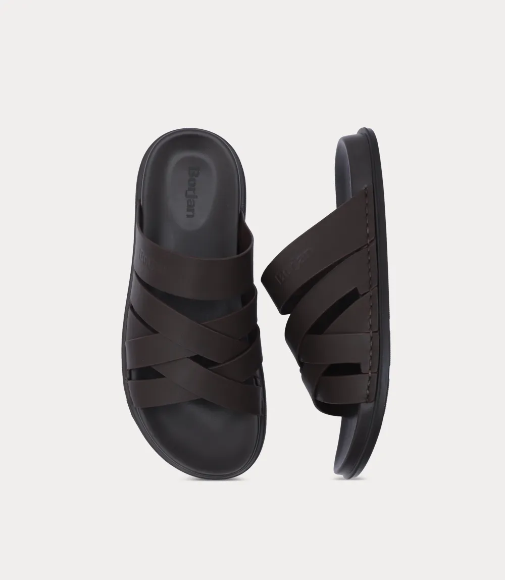 BM6883-BROWN-Men Slipper Cinderellas Slippers