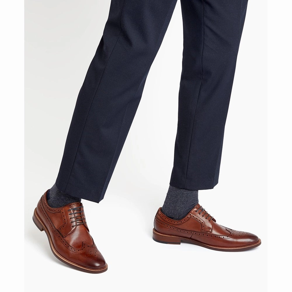 Dune Superior Leather Wingtip Brogue Shoes Bold Tone Square Toe