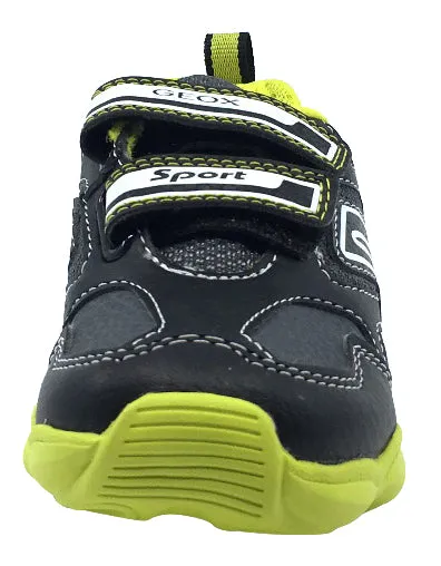 Geox Boy's Munfrey Leather Black/Lime Double Velcro Sneaker Asics 6e Shoes