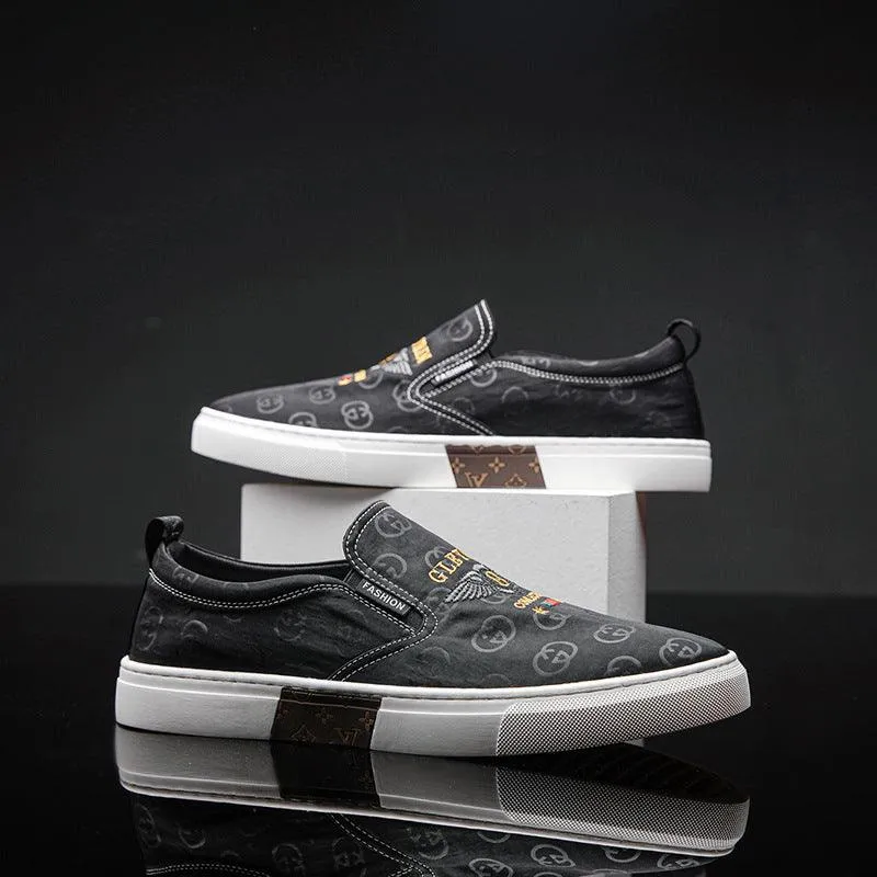 Autumn ice silk canvas shoes a foot lazy shoes breathable light sleeve foot shoes casual shoes men's shoes wild Asics Gel Tactic Volleyball Shoe