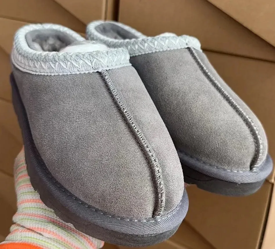 Slippers For Vegans Winter Women Suede Slippers Genuine Leather Tasman Fur Slippers Tazz Shoes Ultra Mini Girls Boy Low-top Warm Boot Short Plush