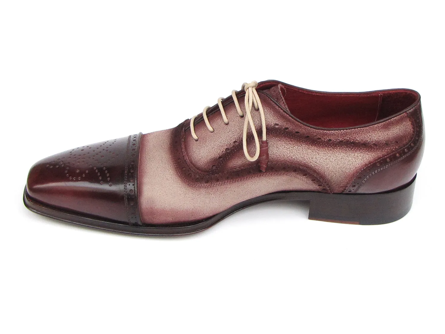 Drawing Dress Shoes Paul Parkman Captoe Oxfords Bordeaux, Beige (ID#024-BRR)