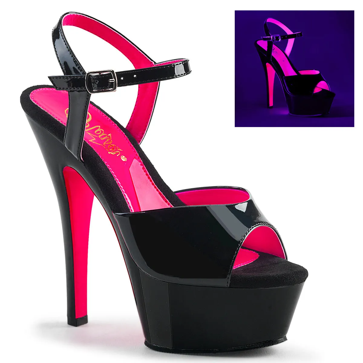 Asics Tennis Shoes Hong Kong KISS-209TT Pleaser Black/Neon Pink Sexy Platform Shoes (Pole Dancing Heels)