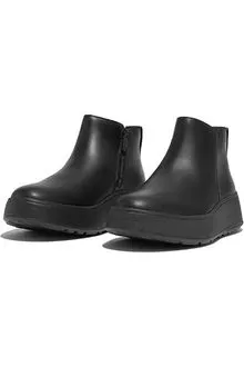 FitFlop F-Mode Leather Flatform Zip Ankle Boot black GM2-090 Training Ground Protective Gear